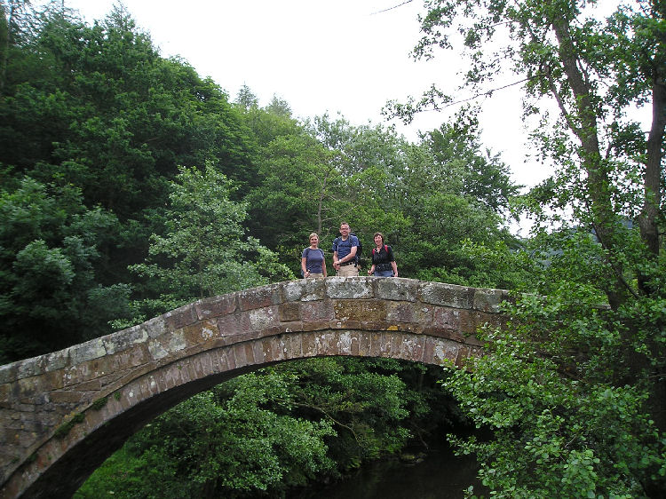 Dale, Pat and Miriam on Beggars Bridge at Glaisdale